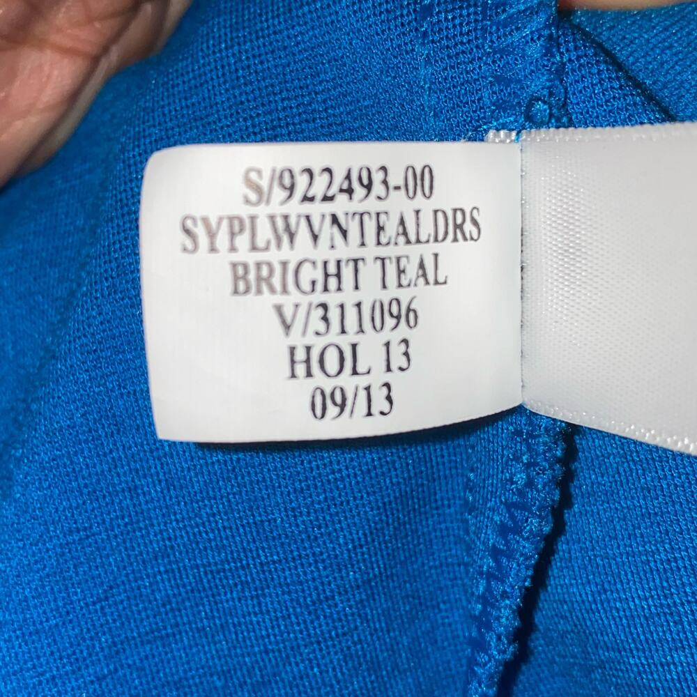 Banana Republic Bright Teal Blue Sleeveless V-Neck A-Line Sheath Dress Size 2P - Picture 5 of 7